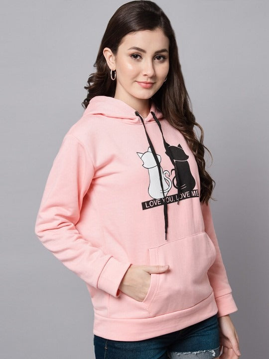 Women Typography Printed Oversized Fit Longline Baby Pink Hoodie – Stylish Winter Hoodie for Girls in Pakistan | DOCACCA