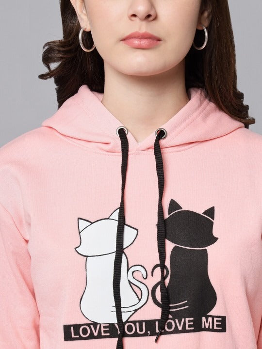 Women Typography Printed Oversized Fit Longline Baby Pink Hoodie – Stylish Winter Hoodie for Girls in Pakistan | DOCACCA