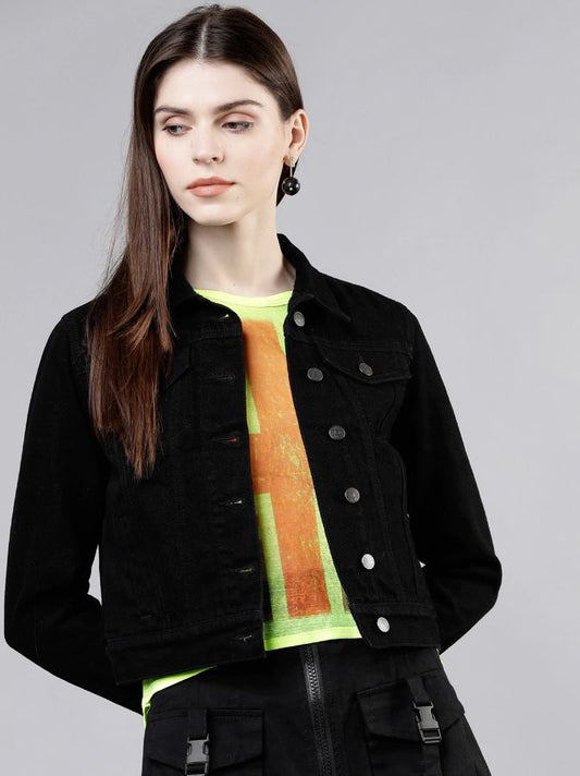 Women Black Solid Jacket