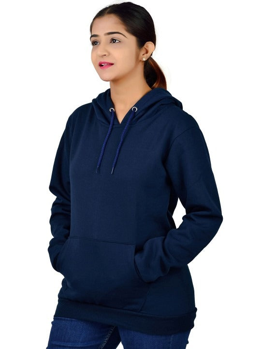 Women Printed Oversized Fit Longline Navy Blue Hoodie – Stylish & Comfortable Winter Wear in Pakistan | DOCACCA