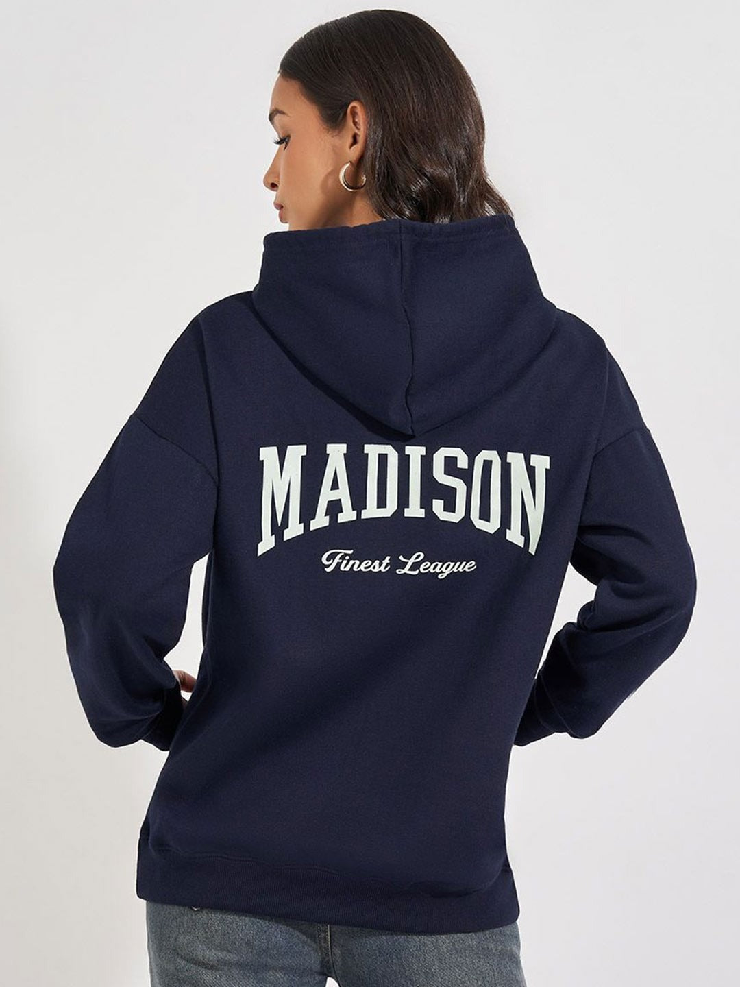 Women Typography Printed Oversized Fit Longline Hoodie – Trendy Streetwear Style in Pakistan | HB INDUSTRIES