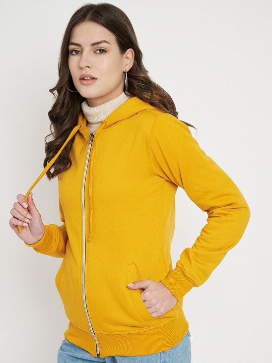 Hooded Fleece Front-Open Yellow Zipper for Women – Cozy Winter Hoodie in Pakistan | HB INDUSTRIES