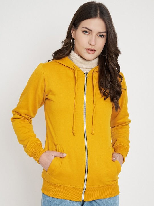 Hooded Fleece Front-Open Yellow Zipper for Women – Cozy Winter Hoodie in Pakistan | HB INDUSTRIES