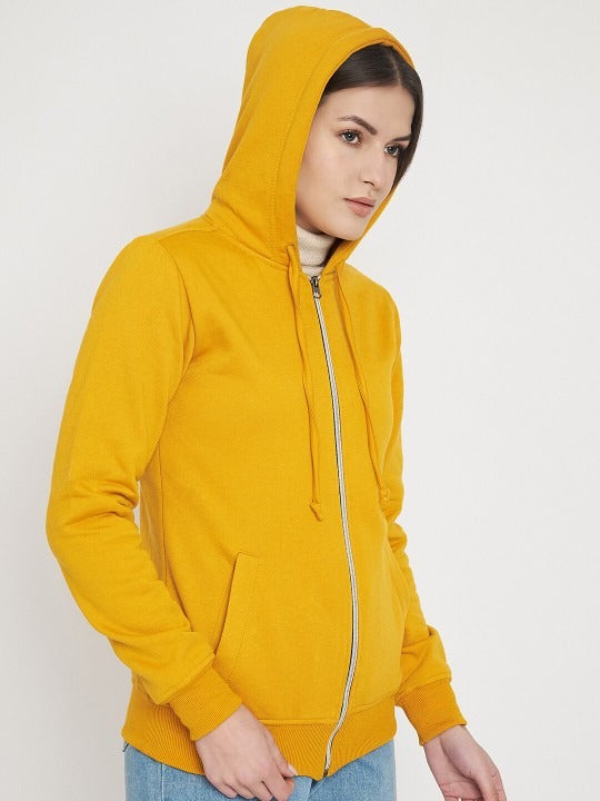 Hooded Fleece Front-Open Yellow Zipper for Women – Cozy Winter Hoodie in Pakistan | HB INDUSTRIES