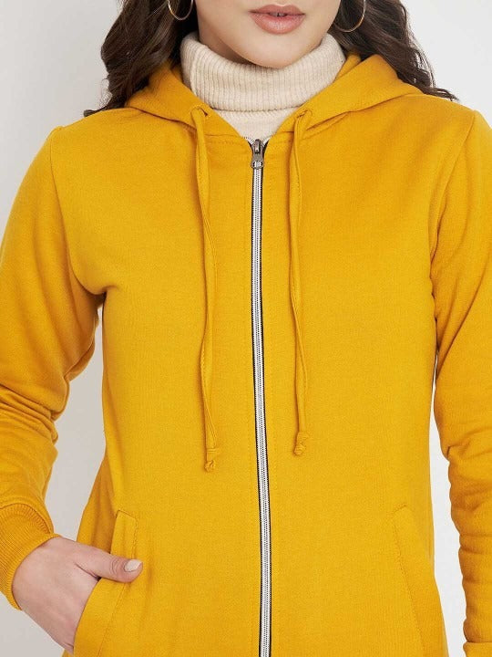 Hooded Fleece Front-Open Yellow Zipper for Women – Cozy Winter Hoodie in Pakistan | HB INDUSTRIES