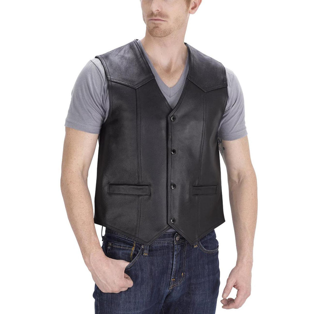 HB INDUSTRIES Raider Leather Motorcycle Vest for Men