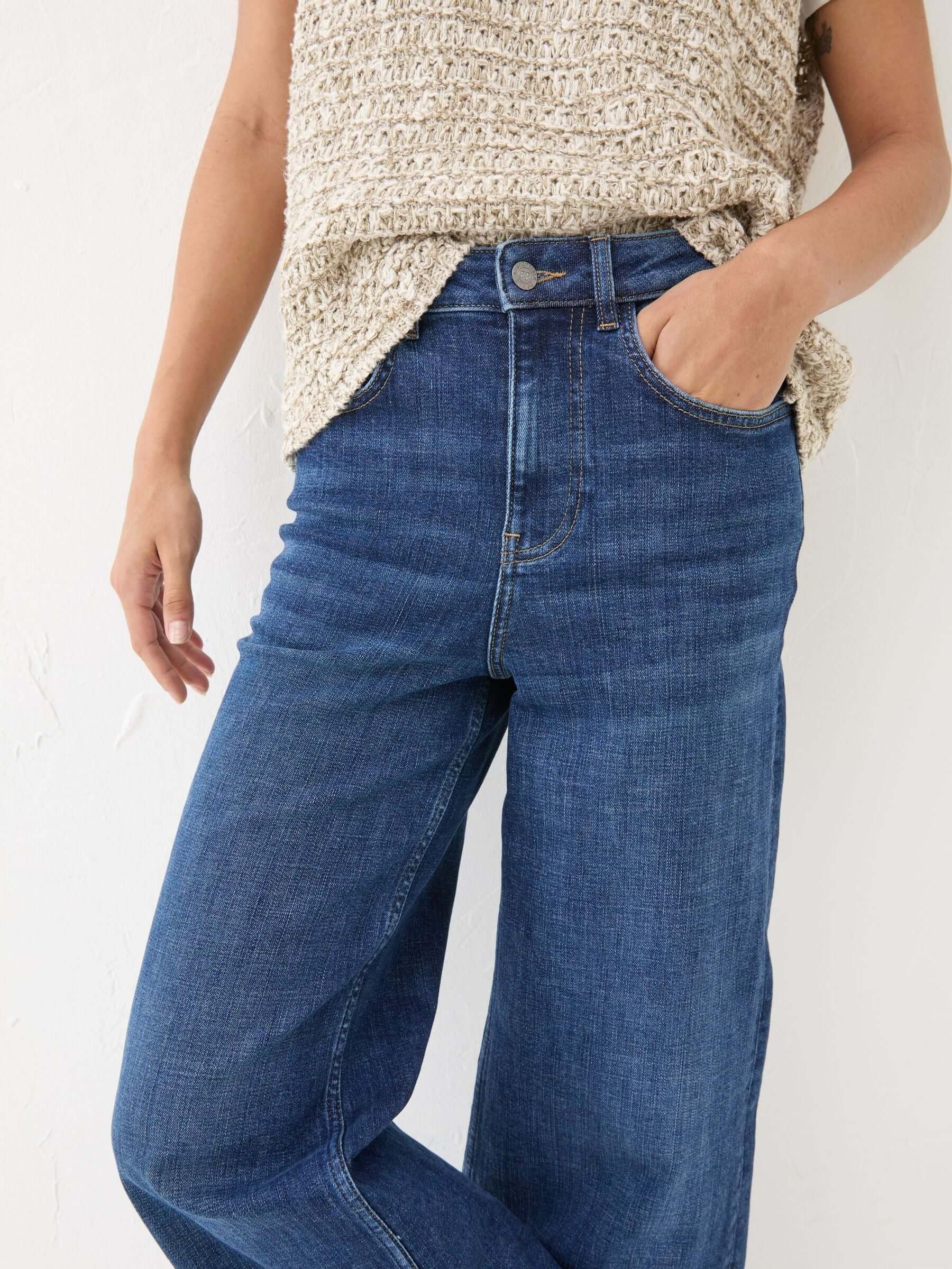 Women Fat Face Welling Blue Wide Leg Jeans – Trendy High Waist Denim for Pakistan | HB INDUSTRIES
