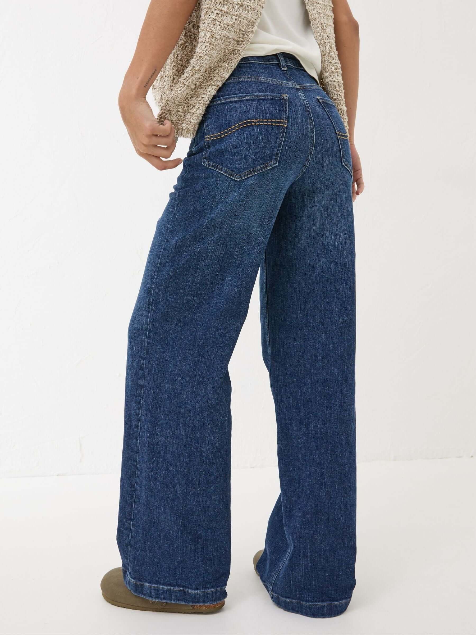 Women Fat Face Welling Blue Wide Leg Jeans – Trendy High Waist Denim for Pakistan | HB INDUSTRIES