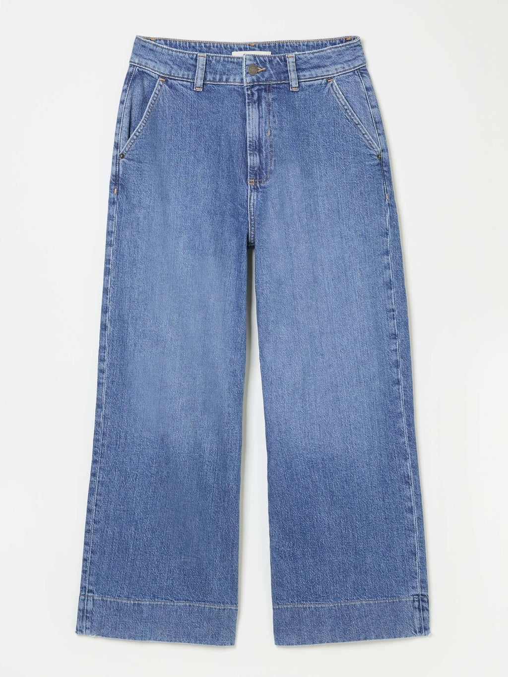 Women FatFace Hove Blue Denim Wide Leg Crop Jeans – Stylish Cropped Denim for Pakistani Women