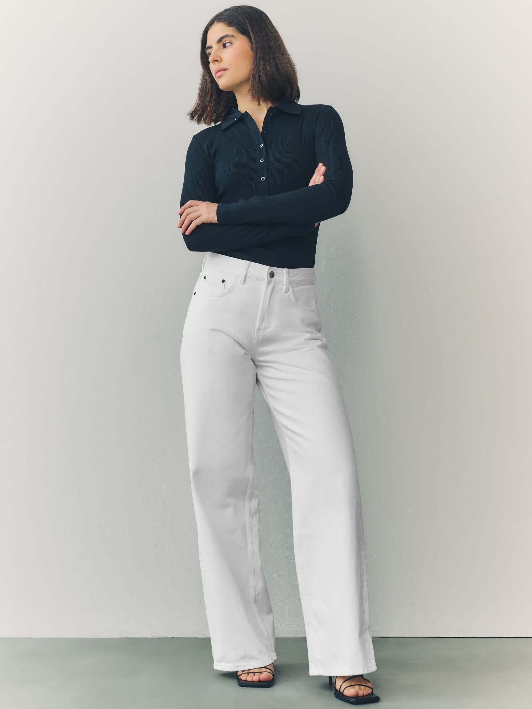Women White Wide Leg Jeans – Elegant High Waisted Denim Pants for Stylish Outfits in Pakistan | HB INDUSTRIES
