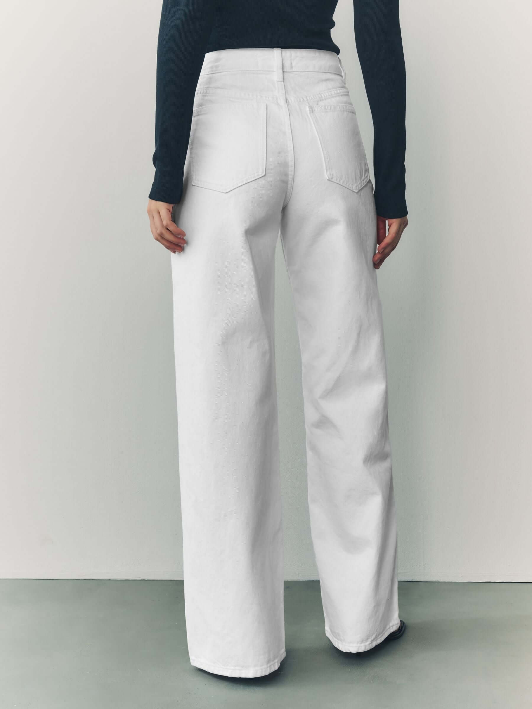 Women White Wide Leg Jeans – Elegant High Waisted Denim Pants for Stylish Outfits in Pakistan | HB INDUSTRIES