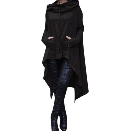 Autumn Women Irregular Long Sleeve Hooded Sweatshirt Casual Long Pullover 125 - HB INDUSTRIES - Hoodies & Sweatshirts - 