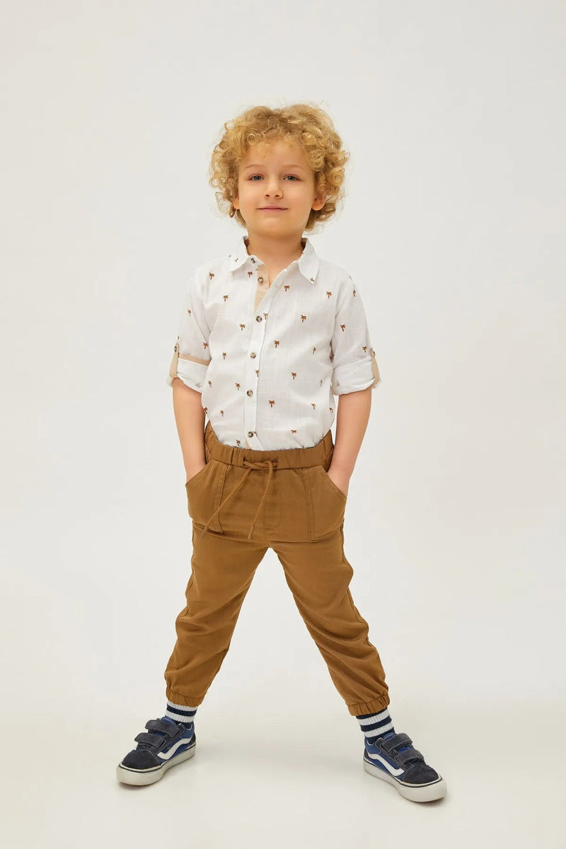 Baby Boy Camel Elasitc Jeans - HB INDUSTRIES - Boys Jeans - 