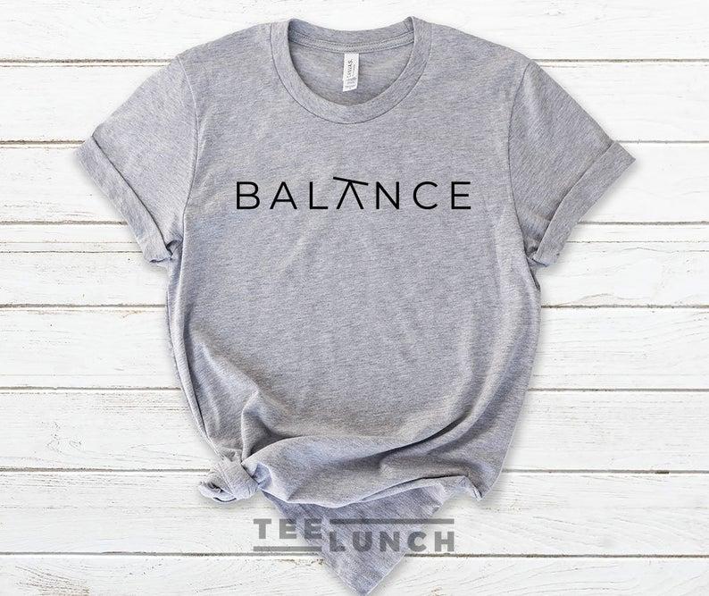 Balance Cute Motivational T - shirt Yoga TeeWomen T - shirt - HB INDUSTRIES - Tops & T - Shirts - 