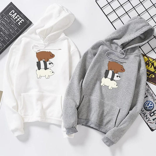 Bare Bears Fleece Full Sleeves Pull Over Hoodie For Women - HB INDUSTRIES - Hoodies & Sweatshirts - 