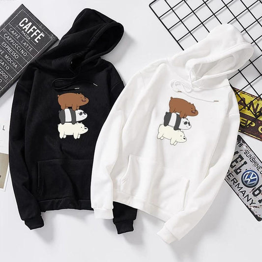 Bare Bears Fleece Full Sleeves Pull Over Hoodie For Women - HB INDUSTRIES - Hoodies & Sweatshirts - 