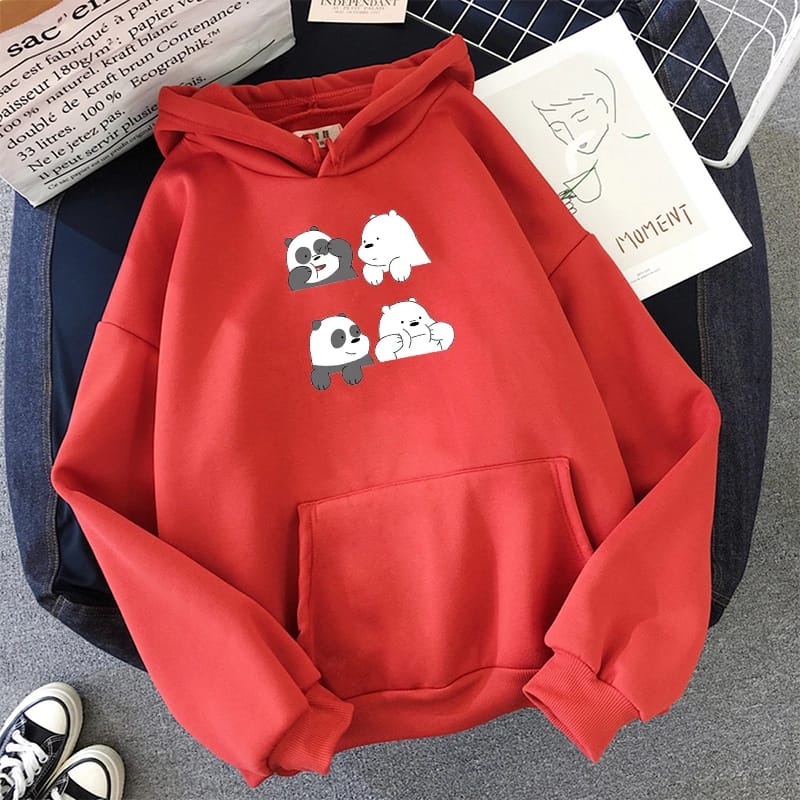 Bare Bears Printed Fleece Full Sleeves Pull Over Hoodie For Women - HB INDUSTRIES - Hoodies & Sweatshirts - 