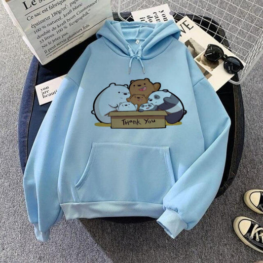 Bare Bears Printed Fleece Full Sleeves Pull Over Hoodie For Women - HB INDUSTRIES - Hoodies & Sweatshirts - 
