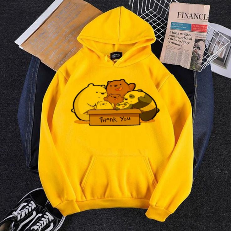 Bare Bears Printed Fleece Full Sleeves Pull Over Hoodie For Women - HB INDUSTRIES - Hoodies & Sweatshirts - 