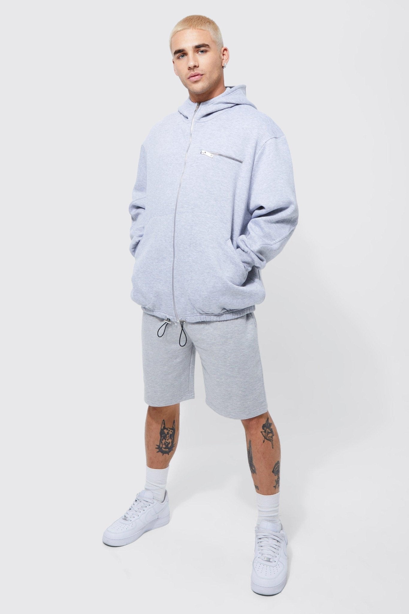 BASIC LOOSE FIT MID LENGTH GREY JERSEY SHORT - HB INDUSTRIES - Shorts - 