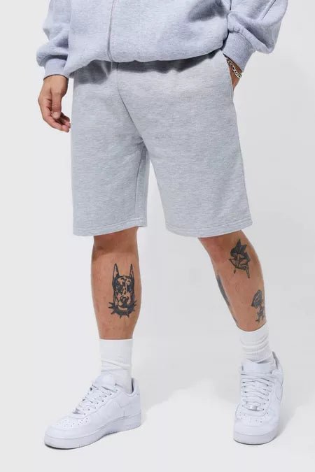 BASIC LOOSE FIT MID LENGTH GREY JERSEY SHORT - HB INDUSTRIES - Shorts - 