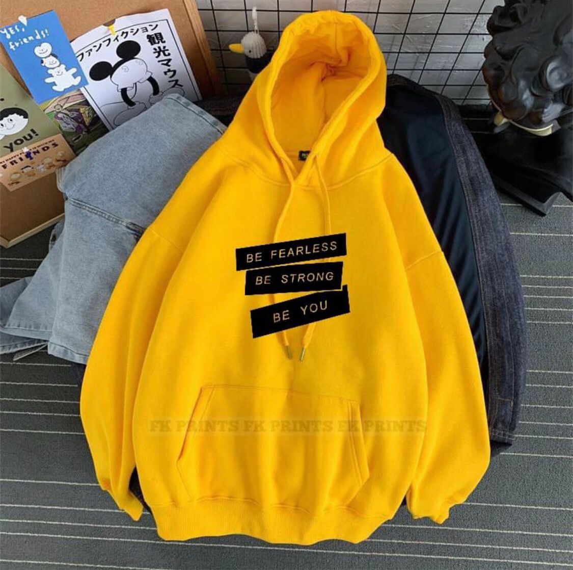 Be Strong Printed Fleece Full Sleeves Pull Over Hoodie - HB INDUSTRIES - Hoodie & Sweatshirt - 