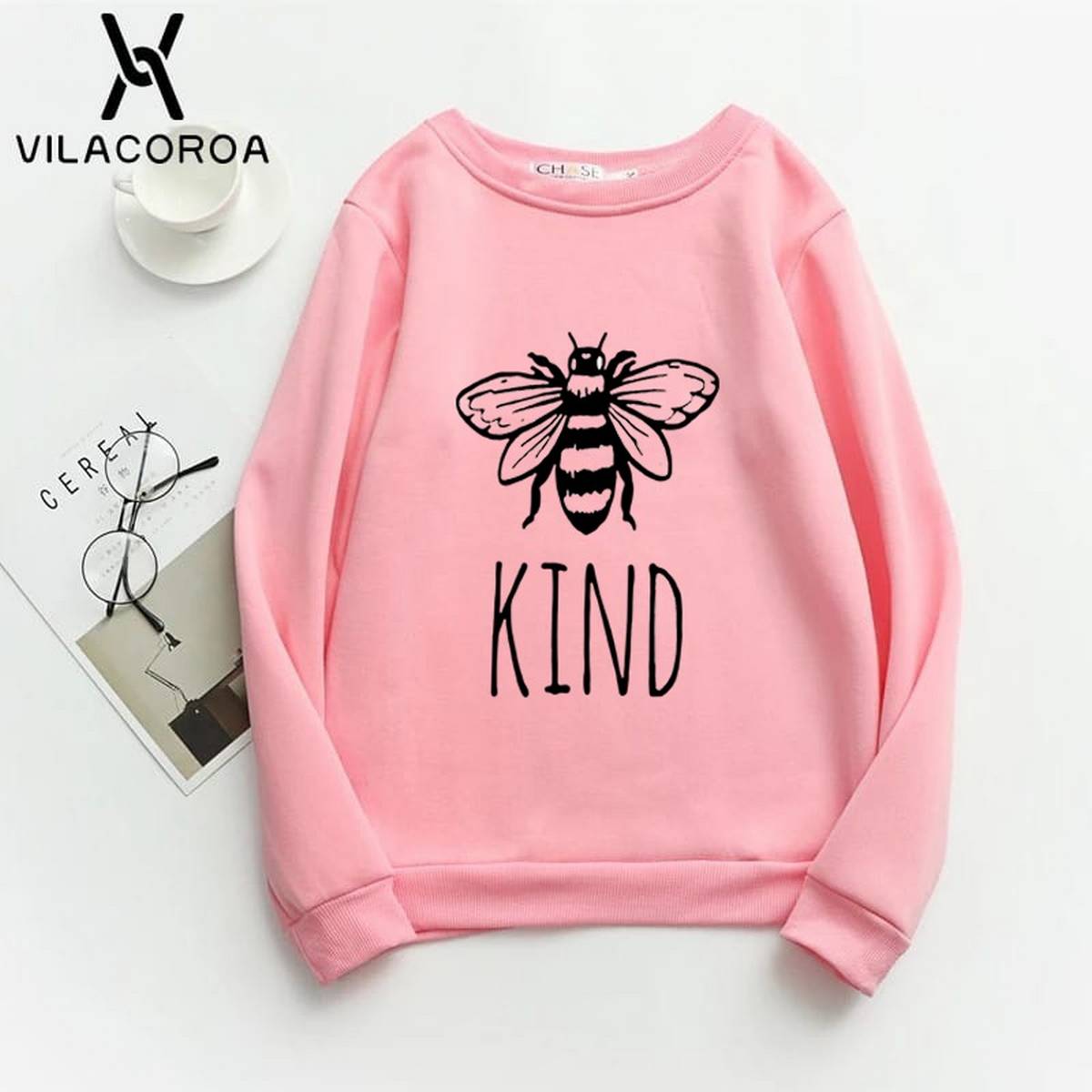 Bee Kind Fleece Full Sleeves Pull Over Sweatshirt For Women - HB INDUSTRIES - Hoodies & Sweatshirts - 