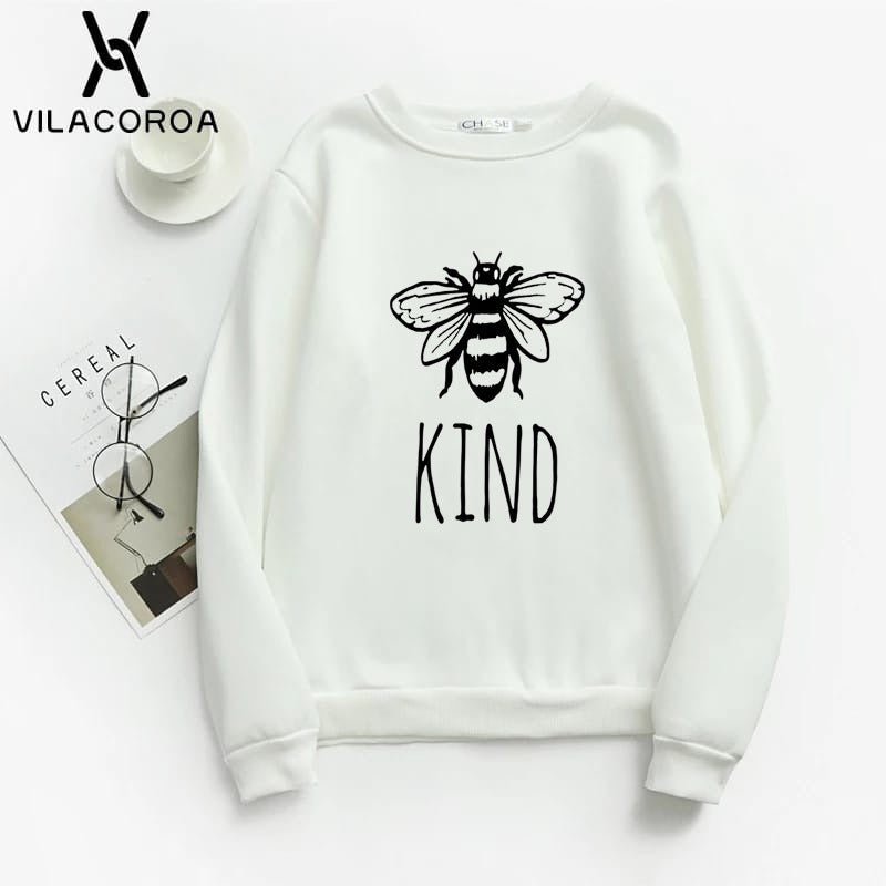 Bee Kind Fleece Full Sleeves Pull Over Sweatshirt For Women - HB INDUSTRIES - Hoodies & Sweatshirts - 