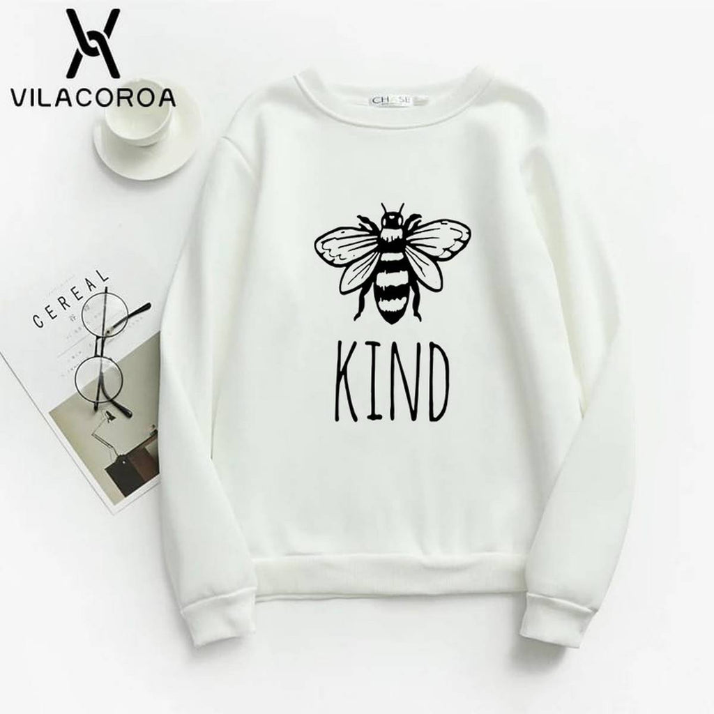Bee Kind Fleece Full Sleeves Pull Over Sweatshirt For Women - HB INDUSTRIES - Hoodies & Sweatshirts - 