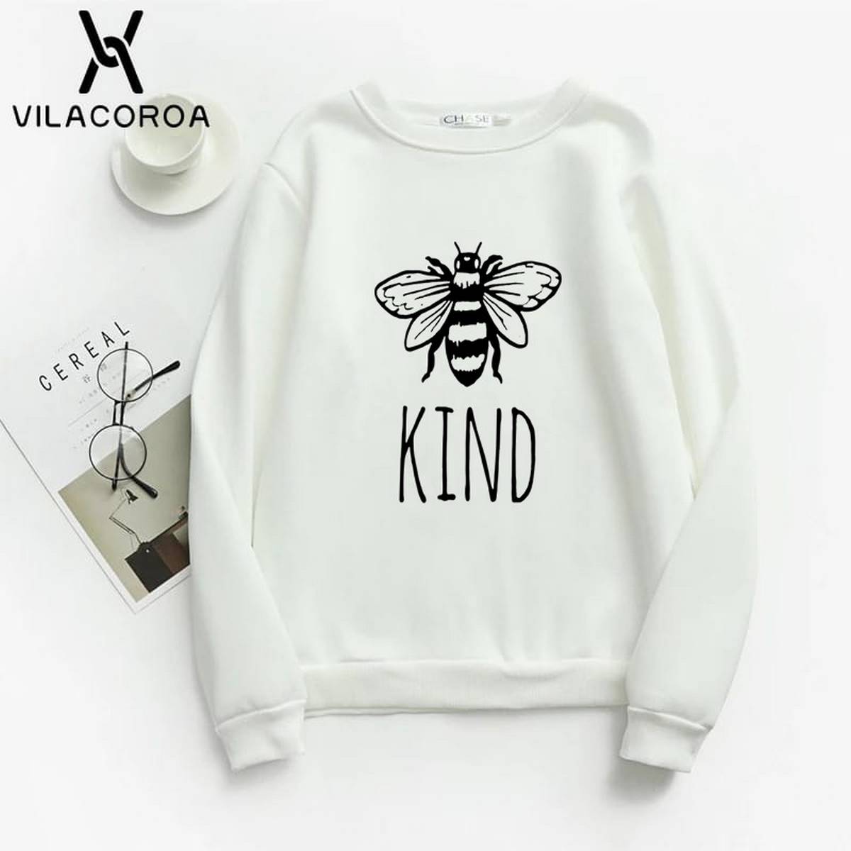 Bee Kind Fleece Full Sleeves Pull Over Sweatshirt For Women - HB INDUSTRIES - Hoodies & Sweatshirts - 