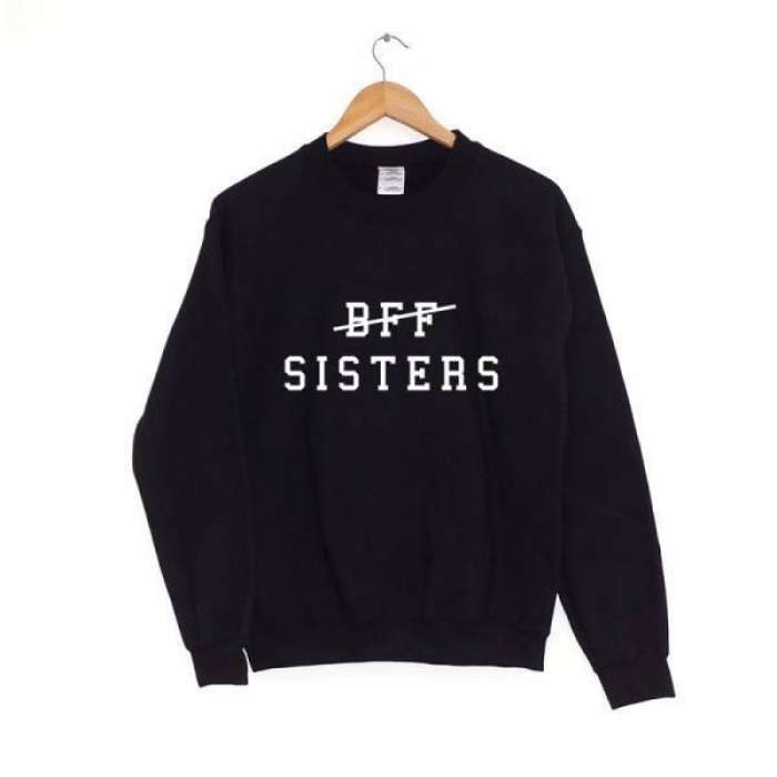 BFF SISTERS Black Sweat Shirt 100%FLEECE for women 273 - HB INDUSTRIES - Hoodies & Sweatshirts - 