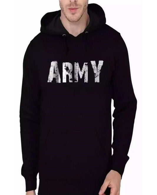 Black Army Printed Hoody For Mens Plain Fit kangro Hoodie - HB INDUSTRIES - Hoodie & Sweatshirt - 