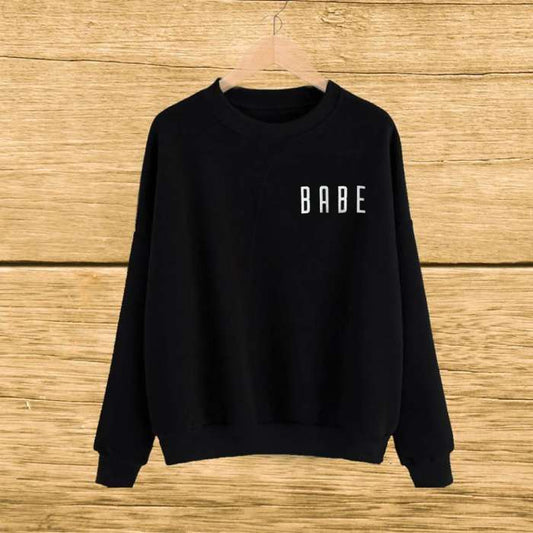 Black babe Printed Sweat Shirt For and Women - HB INDUSTRIES - Hoodies & Sweatshirts - 