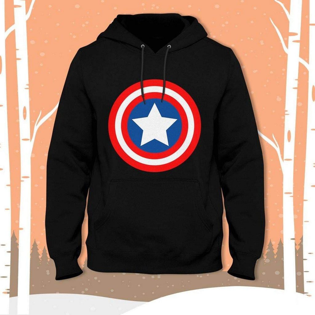Black Captain America Fleece Full Sleeves Pull Over Hoodie - HB INDUSTRIES - Hoodie & Sweatshirt - 