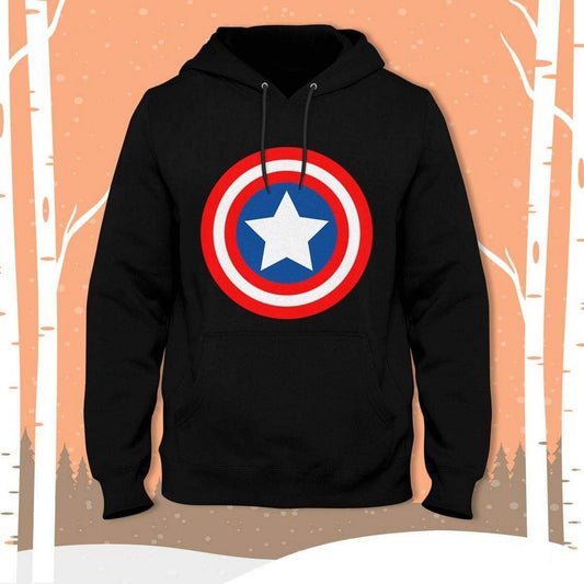 Black Captain America Fleece Full Sleeves Pull Over Hoodie - HB INDUSTRIES - Hoodie & Sweatshirt - 