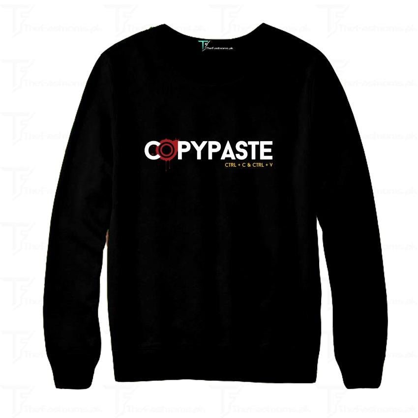 Black Copypaste Printed Sweatshirt For Men - HB INDUSTRIES - Hoodie & Sweatshirt - 