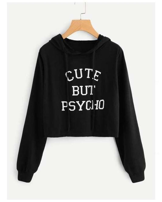 Black Cotton Crop Hoddie For Women - HB INDUSTRIES - Hoodies & Sweatshirts - 