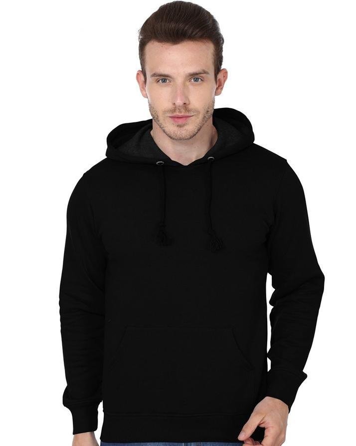 Black Cotton Palin Hoodie Fit Sweatshirt For Mens - HB INDUSTRIES - Hoodie & Sweatshirt - 