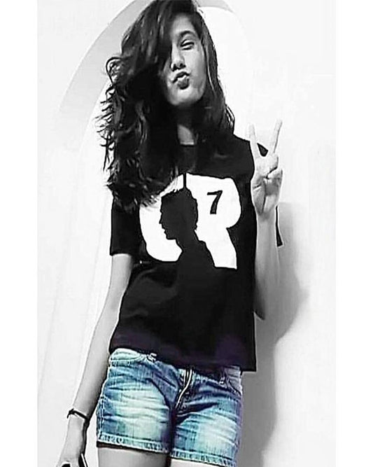 Black Cotton Printed T - Shirt For Women - HB INDUSTRIES - Tops & T - Shirts - 