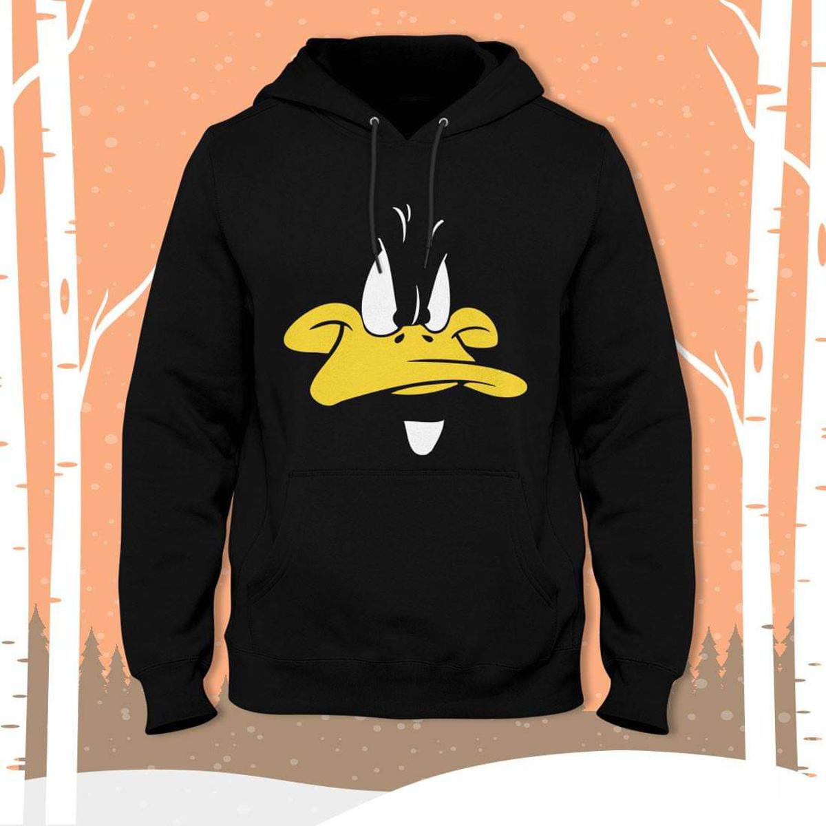 Black Donald Duck Fleece Full Sleeves Pull Over Hoodie For Women - HB INDUSTRIES - Hoodies & Sweatshirts - 