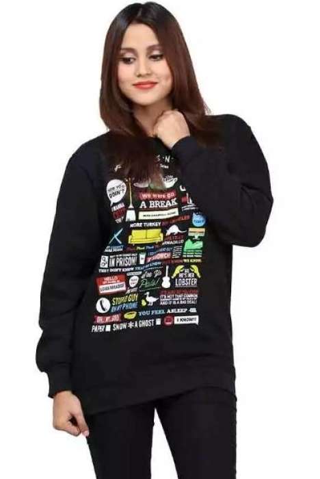 Black Fleece Friends Sweatshirt For Women - HB INDUSTRIES - Hoodies & Sweatshirts - 