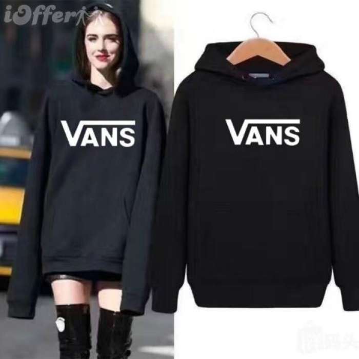 Black Fleece Vans Printed Pull Over Hoodie - HB INDUSTRIES - Hoodies & Sweatshirts - 