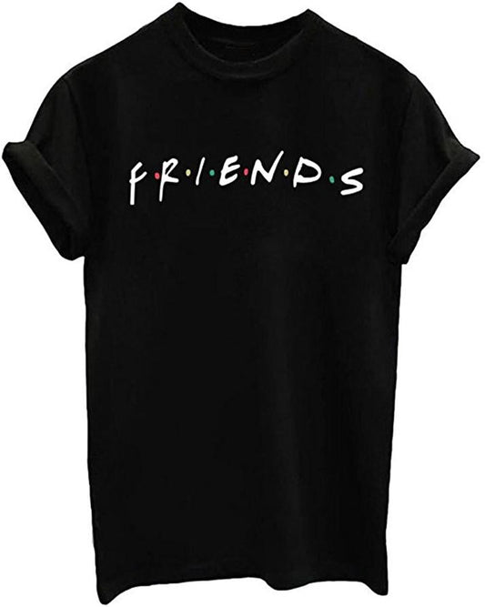 Black F.r.i.e.n.d.s Cotton Printed T - Shirt For Women - HB INDUSTRIES - Tops & T - Shirts - 
