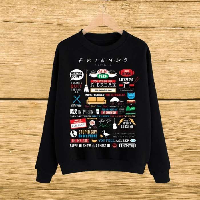Black Friends Printed Sweat SHirt For womens - HB INDUSTRIES - Hoodies & Sweatshirts - 