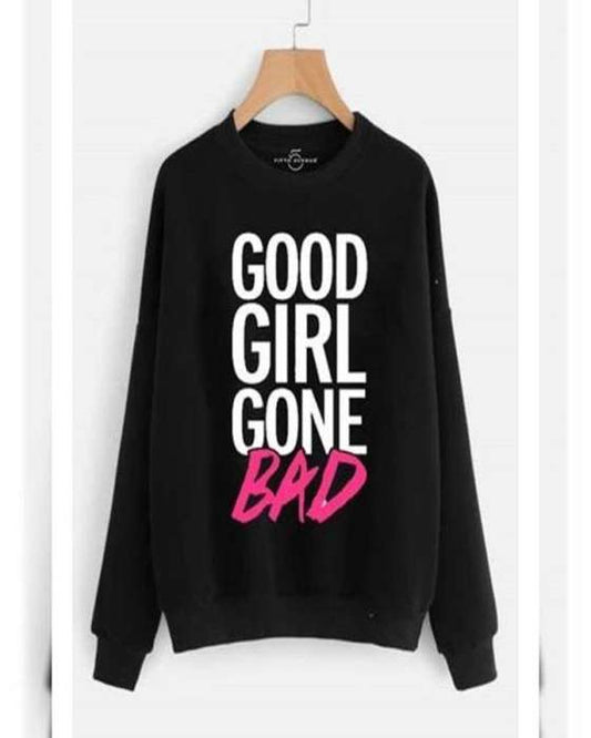 Black GOOD GONE BAD Printed Sweatshirt for womens - HB INDUSTRIES - Hoodies & Sweatshirts - 