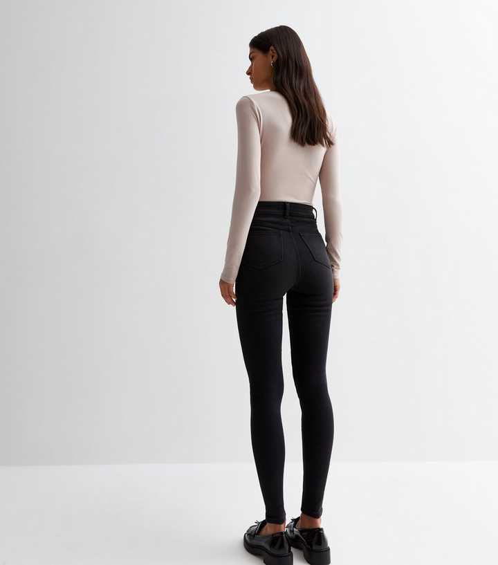 Black High Waist Ripped Knee Skinny Jeans - HB INDUSTRIES - Jeans - 