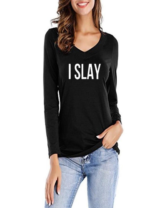 Black I Slay Printed T - Shirt For Her - HB INDUSTRIES - Tops & T - Shirts - 