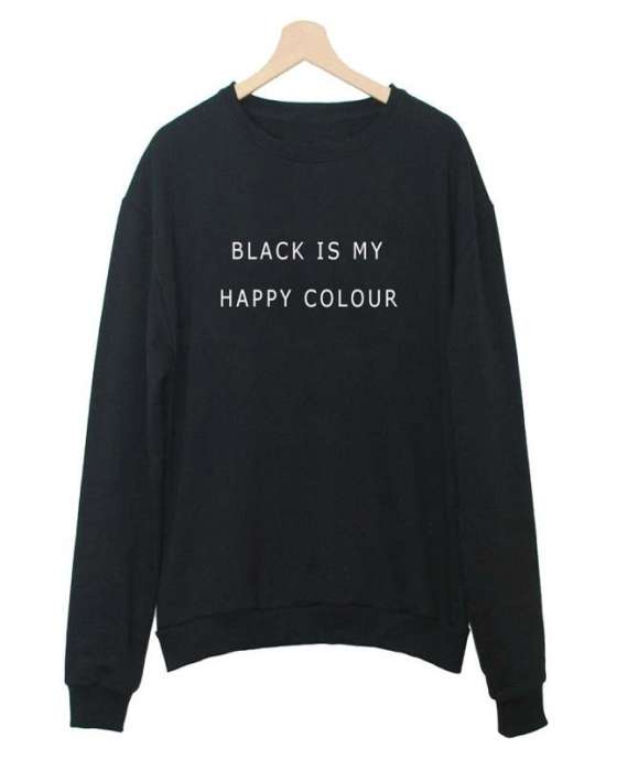 Black Is Happy Colour Printed Sweatshirt For womens - HB INDUSTRIES - Hoodies & Sweatshirts - 