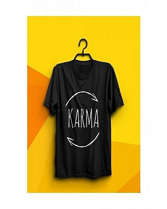 Black Karma Cotton Printed T - Shirt For Women - HB INDUSTRIES - Tops & T - Shirts - 