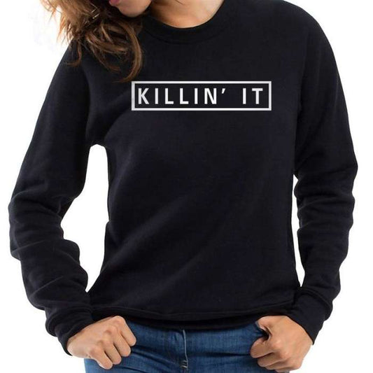 Black Killin It Sweatshirt For Women Fine Fashions - HB INDUSTRIES - Hoodies & Sweatshirts - 